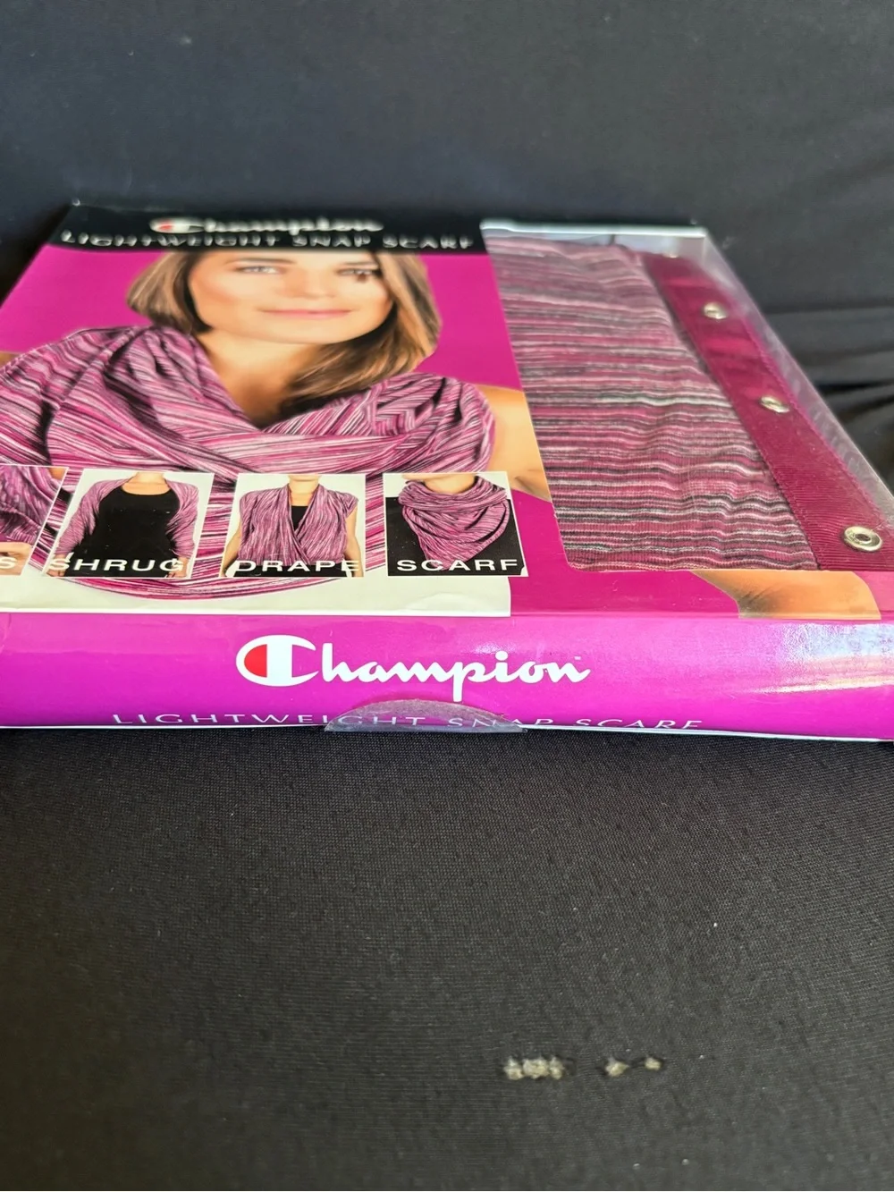 Champion Lightweight Snap Scarf Purple Stripe 28x28 Shrug Wrap Moisture Wicking